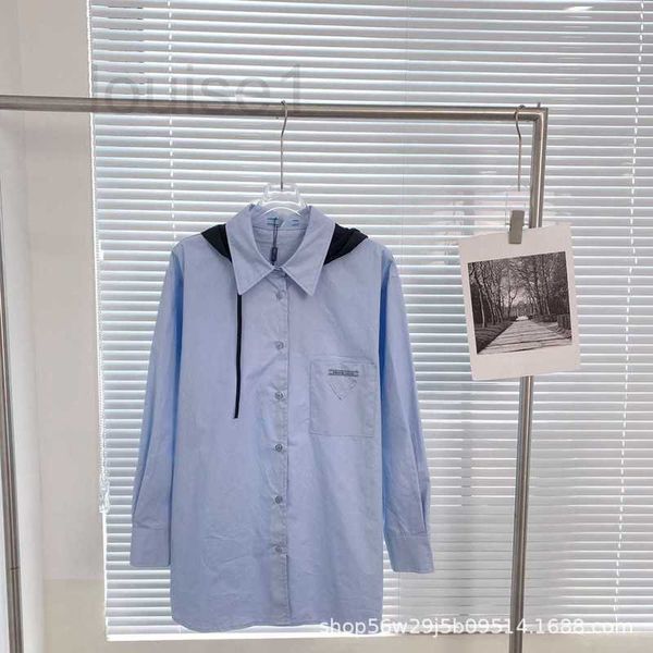 

women's blouses & shirts designer 22 early autumn new hooded triangle dotted cotton shirt removable hat simple silhouette unkb, White