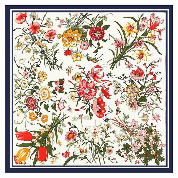 

sarongs 130cm % twill silk scarves luxury floral square scarf women brand hijab scarf shawl design bandana foulard pashmina for lady p230323, Blue;gray