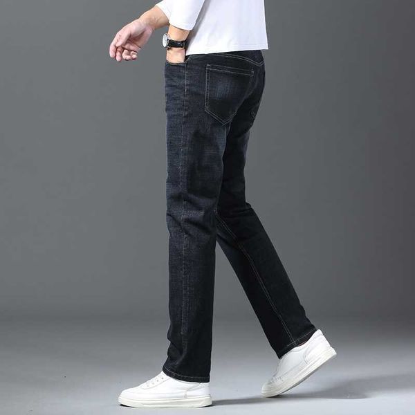 

spring summer 2023 premium business jeans elastic loose straight sleeve wear resistant casual men's youth, Blue
