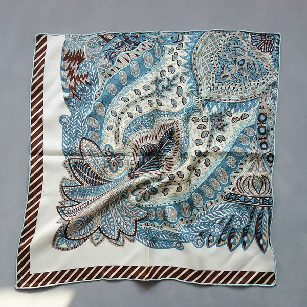 

luxury silk twill scarf fro women square scarves approximately 20.8 inches hand curled women's scarf small size white collar essentials, Blue;gray