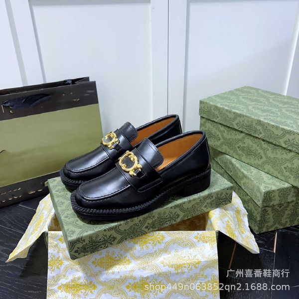 

designer shoes g sneakers thick sole lefu shoes 2023 early spring fashion new single shoes half drag color matching series heightened thick, Black