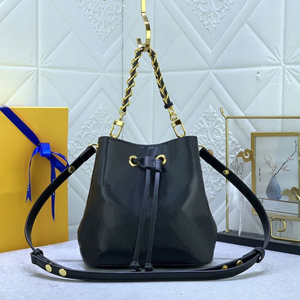 

nano bucket bag women handbags purse crossbody bags drawstring tote bags detachable chain strap genuine leather fashion letters gold hardwar