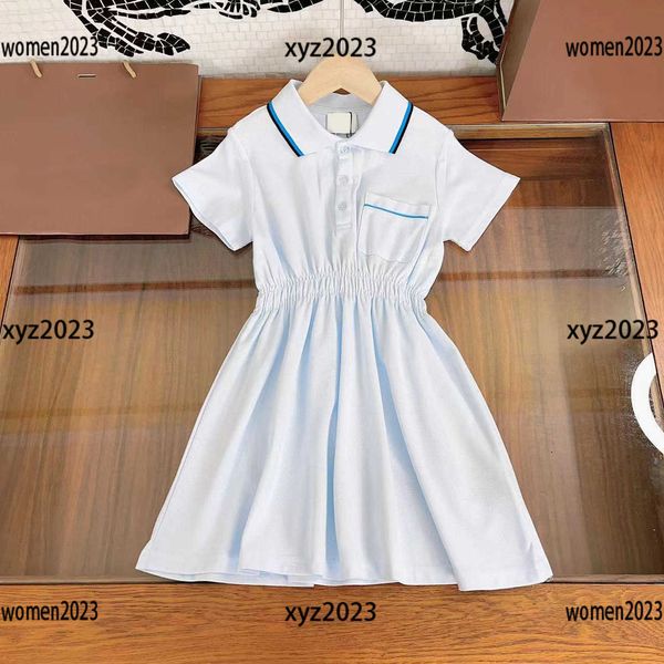 

2023 kids designer clothes combed cotton baby dress girl summer pleated skirt size 100-160 cm new product, Red;yellow