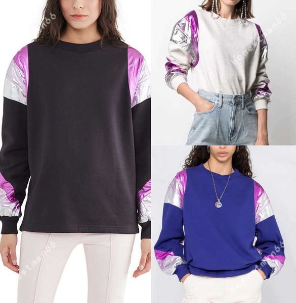 

2023ss isabel marant women designer fashion classic shirts new is metal splice loose casual sweatshirt women slim long sleeve hoop sweater, Black
