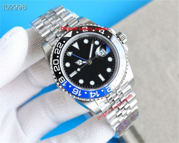 

men's watches gmt automatic mechanical watch 40mm dual time cal.3186 3285 movement 904l sapphire coke ring ceramic glow diving luxury w, Slivery;brown