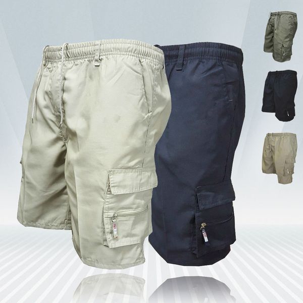 

men's shorts men breathable cargo shorts multi-pockets shorts men loose work short pants male casual summer outdoor beach short overall, White;black