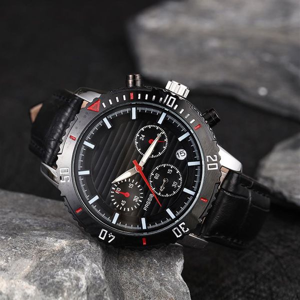 

fashion stainless steel quartz man leather watch japan movement watch black wristwatches life waterproof brand male clock 262d, Slivery;brown