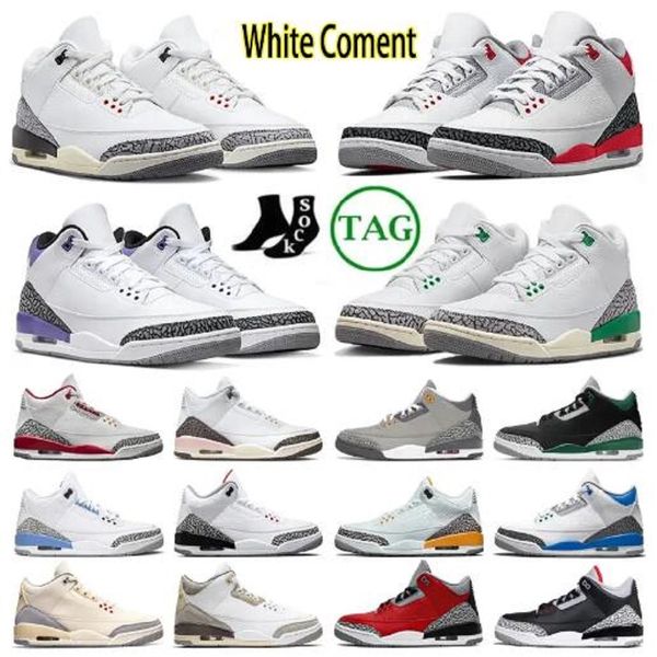 

jumpman 3s basketball shoes mens trainers outdoor sports sneakers 3 fire red pine green racer blue cool grey unc court purple laser orange c