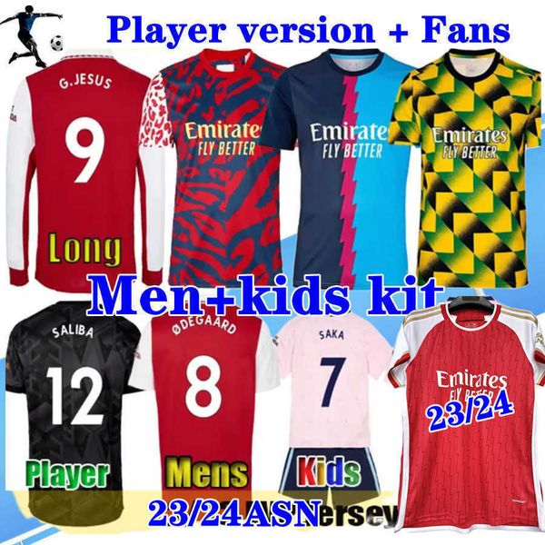 

22 23 24 saka white player mens soccer jerseys pepe tierney gabriel odegaard smith rowe martinelli marquinhos g. jesus 2023 2024 home away 3, Black;yellow