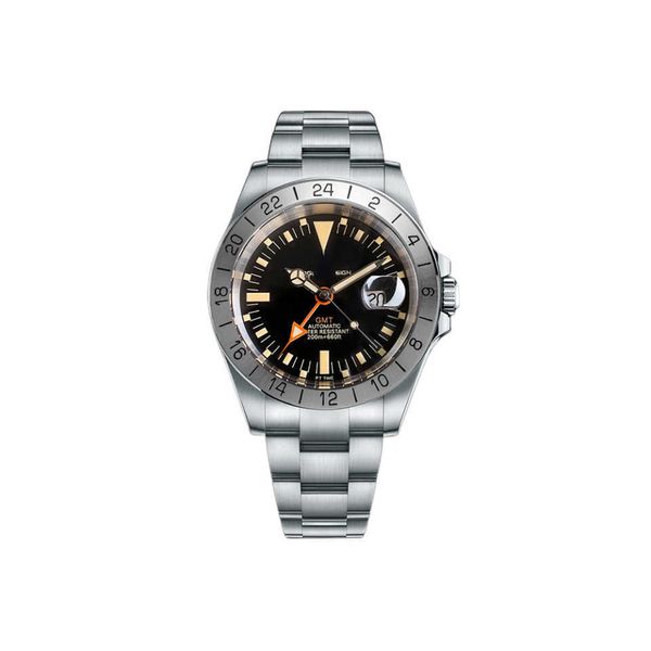 

wrist watch 2023 men automatic mechanical classic retro g m t stainless steel 200m waterproof clock reloj hombre, Slivery;black