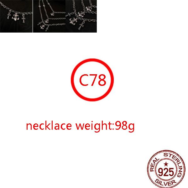 

c78 s925 sterling silver necklace personalized fashion punk hip hop style jewelry triple chain boat anchor cross flower letter shape gift fo