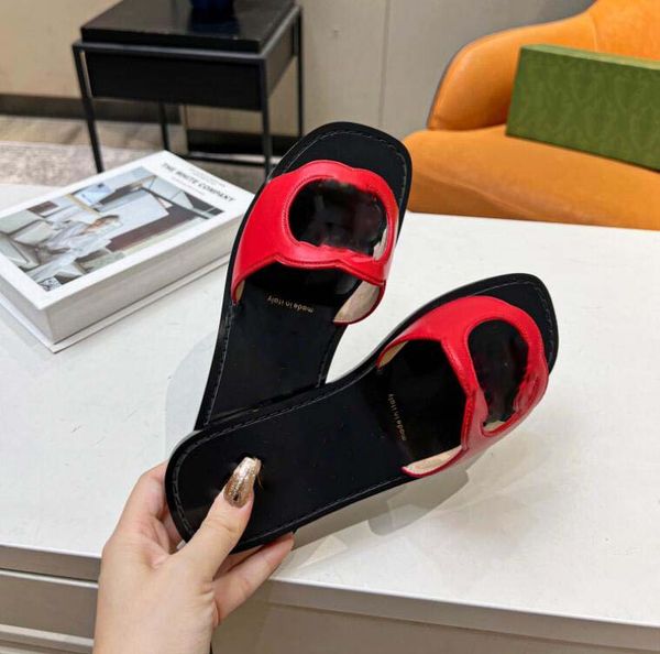 

2023 summer beach slippers fashion loafers lazy low heeled flops leather lady silver luxury designer slides women shoes metal ladies sandals, Black