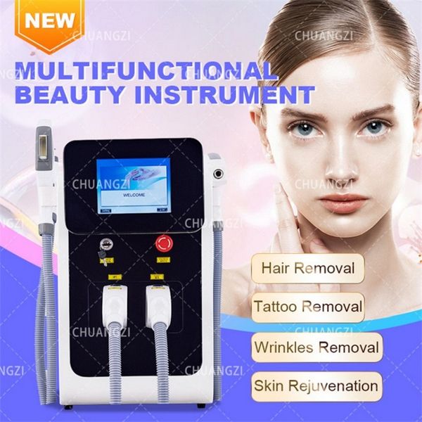

wrinkle removal picosecond laser 3in1 e-light epilation ipl rf handle diode hair pigment tattoo removal machine, Black