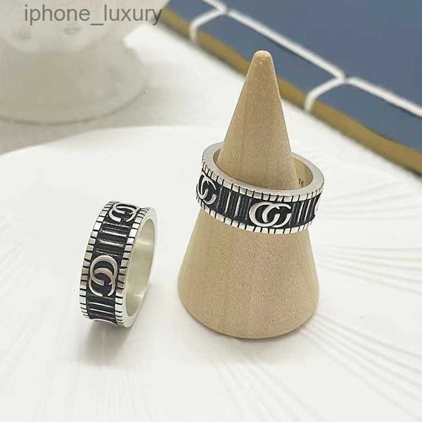 

retro vertical lines do old double g ring men and women fashion on the ring, Silver