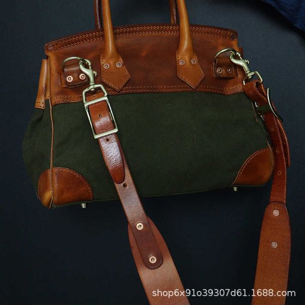 

birkins canvas h ermess bag cowhide stitching designer tanned with canvas