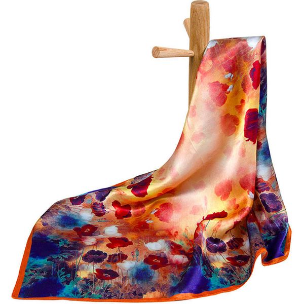 

sarongs % pure silk scarf women bandana female head scarf women' handkerchief natural silk kid neckerchief pocket square for men p2303, Blue;gray