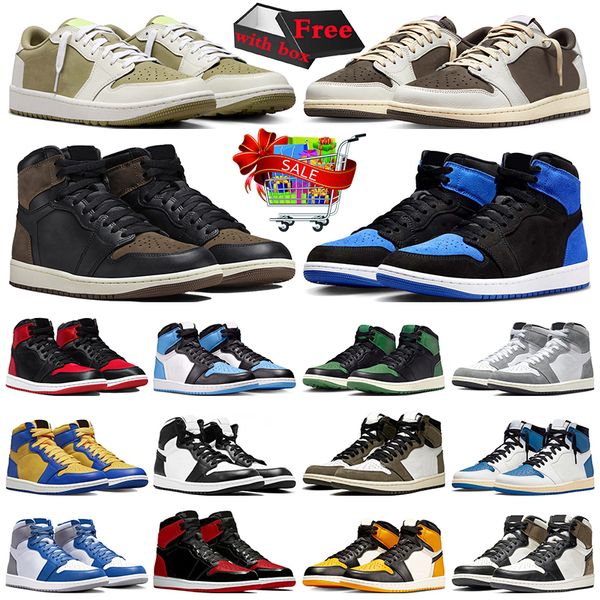 

with box jumpman 1 low basketball shoes 1s lows Palomino Washed Heritage Reverse Mocha Black Phantom Olive Bred Patent mens trainers women sneakers outdoor sports