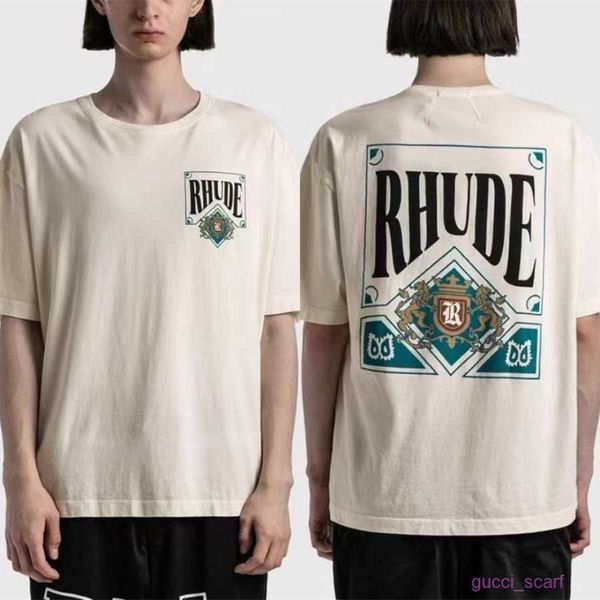 

men's t-shirts 2023ss rhude playing card print t shirt men women oversized heavy fabric t-shirts tee, White;black