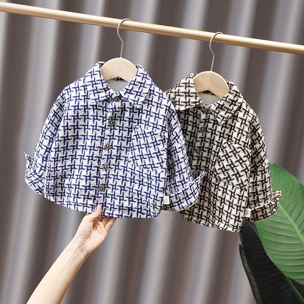 

kids shirts children's plain lapel button design outerwear plush jacket suitable for children spring winter children's warm outerw, White;black