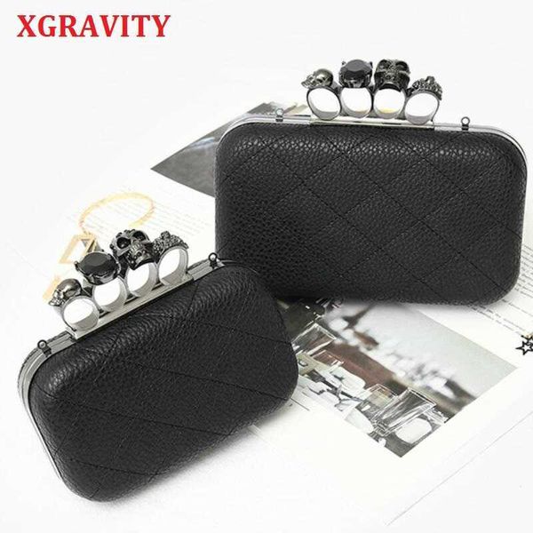 

shopping bags xgravity new fashion skull finger bags elegant chain women casual clutches handbags envelope ladies ghost 050
