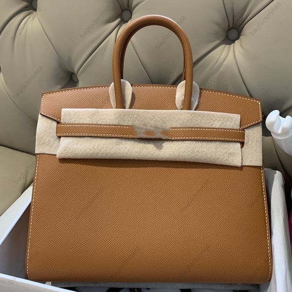 

10A top luxurys handbags high quality designer bags mirror quality bags Totes 25cm Epson skin Hand waxed line outside sewing 1:1 copy Genuine Leather Fashion with box