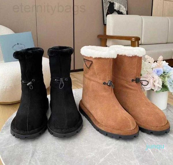

p triangle prad space boots designer quilted nylon mid boot ankle leather shoe fashion camouflage waterproof shoes winter warm cotton bootie, Black