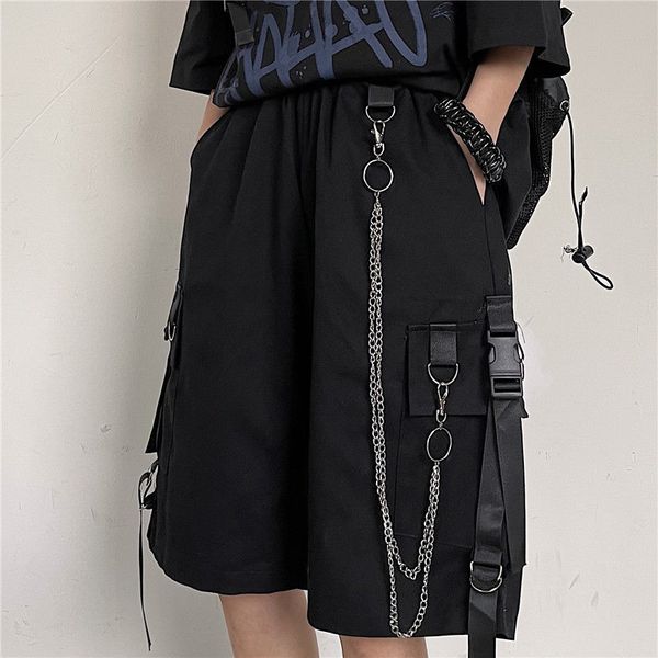 

men's shorts men's shorts summer casual fashion style boardshort bermuda male drawstring elastic waist with chain beach shorts men, White;black