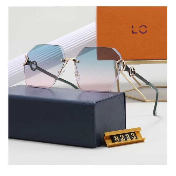 

luxury brand designer sunglasses trendy channel frameless mens women's sunglass temperament polarized uv proof strong science glasses, White;black