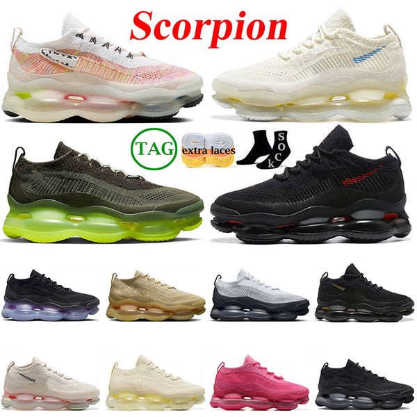 

2023 fashion fk scorpion isoa running shoes fly knit mesh phantom sliver grey triple black women sports cushion sports sneakers mens airmaxs