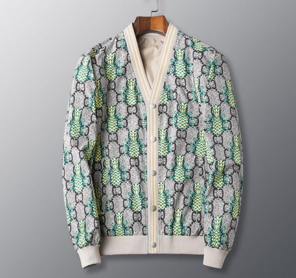 

europe station 2023 new product pineapple print jacket cross border spring and autumn youth fashion brand popular fashion men's jacket, Black;brown