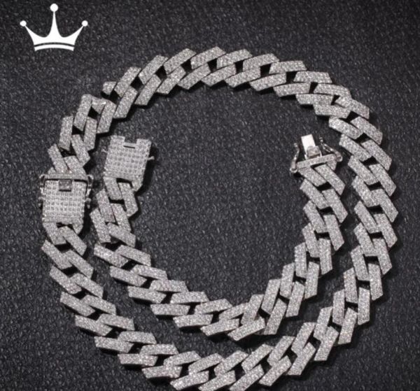 

cuban link chains 3 row rhinestones iced out pendant necklaces 20mm necklace fashion hiphop jewelry necklaces for men women, Silver