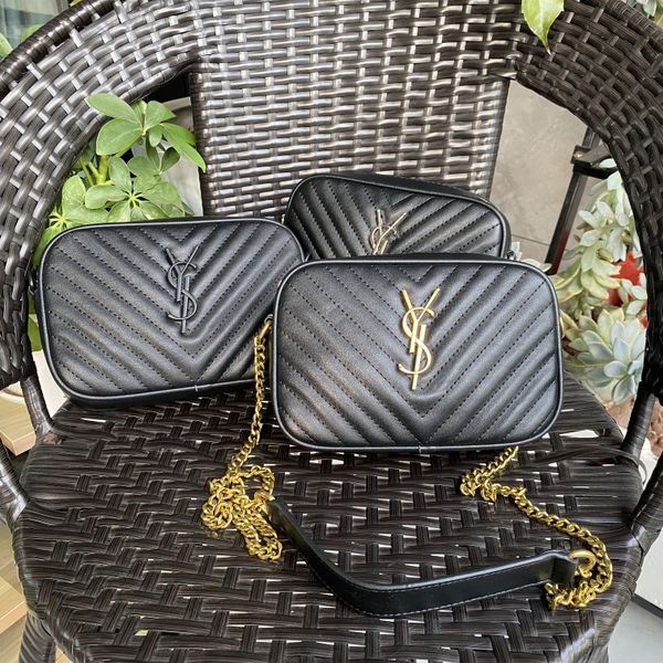 

2023 luxury handbag shoulder bag brand loulou y-shaped designer seam leather ladies metal chain black clamshell messenger chain bags