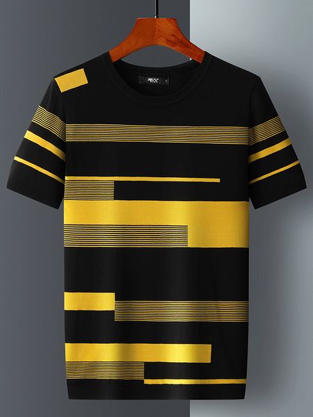 

men's t-shirts summer men's striped and tee ice silk quick dry ultra thin t-shirt knitted breathable tee fashion o-neck t-shirt s3, White;black
