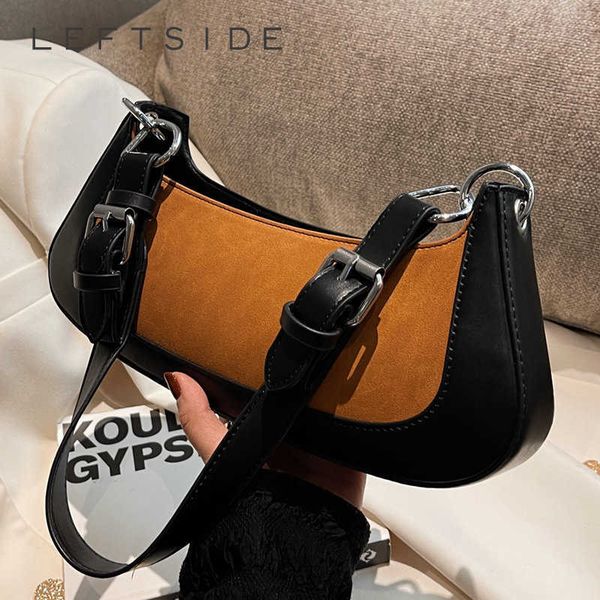 

shoulder bags lettside small side bag for women trend designer winter simple saddle color contrast crossbody handbags 230322