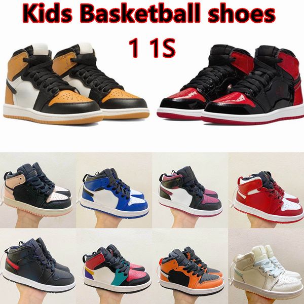 

2023 kids shoes jumpman 1 basketball shoes black red cherry blossom powder yellow mandarin duck jumpman 1 kids designer shoes outdoor casual