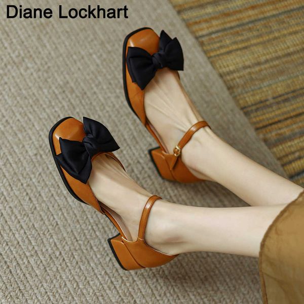 

women bow pumps round toe 3cm block heels sweet cute lolita bowtie low heel shoes lady mixed colors mary janes chaussures femme 230403, Black