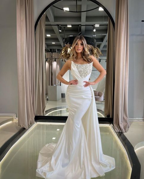 

elegant mermaid prom dresses sleeveless bateau appliques sequins floor length satin diamonds evening dresses bridal gowns plus size custom m, Black