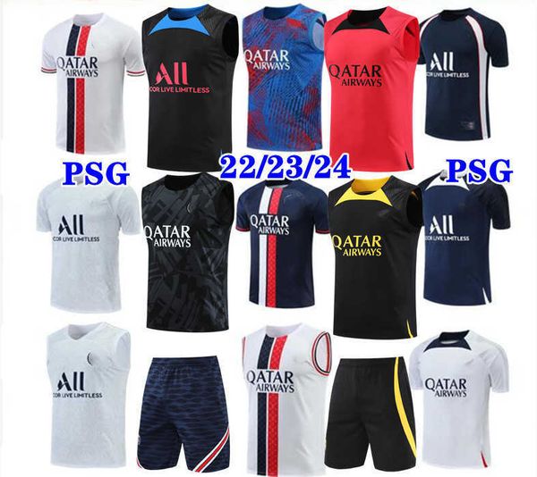 

22 23 24 psgs mbappe soccer jersey tracksuit 2022 2023 2024 classic style training suit sergio ramos verratti icardi football short sleeve, Black
