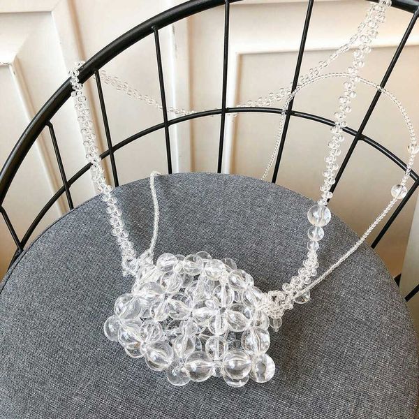 

spring/summer 2023 new korean pearl crystal knitted mouth red bag mini shell bag net red one shoulder crossbody bag women 230401