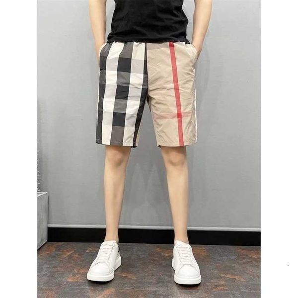 

plaid shorts men's summer 202023 new quick drying korean style beach pants slim fit casual pants capris, White;black