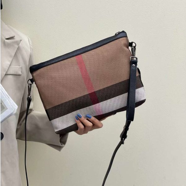 

evening bags fashion luxury women clutch bag classic stripes canvas leather female shoulder bag a4 lady crossbody bag wristlet handbag 23040