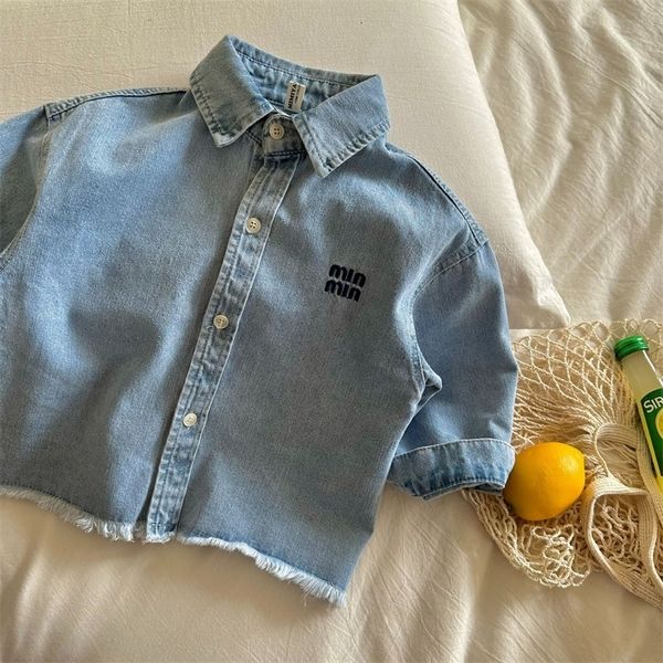 

kids shirts children's shirts spring boys and girls embroidered letter shirts baby casual denim shirts 230403, White;black