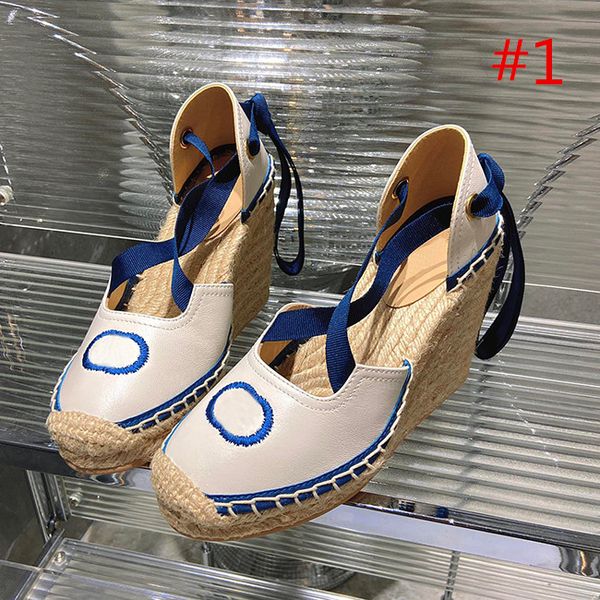 

designer sandals women's ankle rope wedge heel casual shoes fashion genuine leather lace up fisherman wedding dress party lace box 35-4, Black