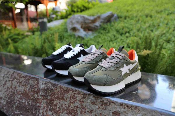 

ouyang nana same bapesta lace up leather forrest gump shoes women's 2023 spring and autumn casual thick soled daddy shoes, Black