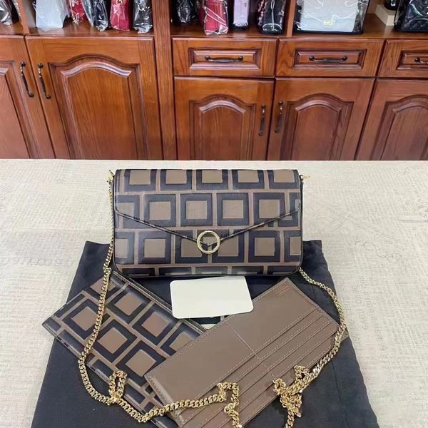 

3 piece lady shoulder bags satchel with box luxury man designer crossbody hand bag strap purse gold chain pochette underarm bag women genuin