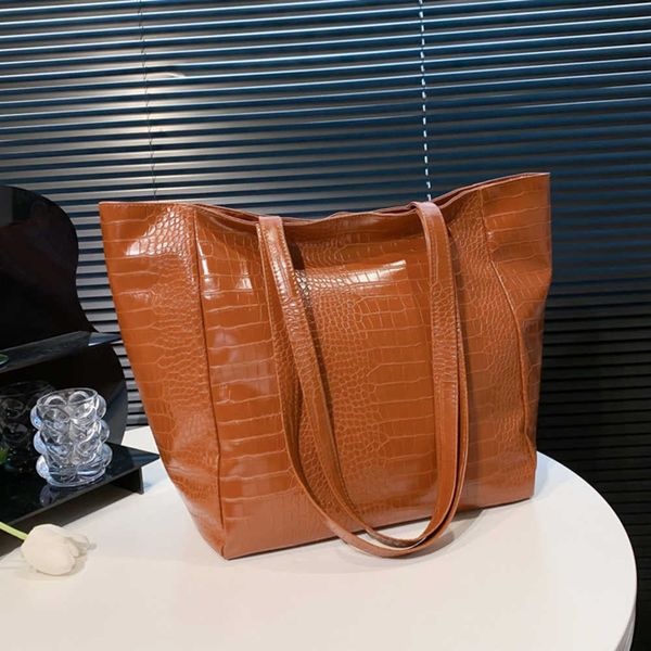 

large capacity fashion shoulder bags for female new retro pattern handbags solid color shopping tote bags 230308
