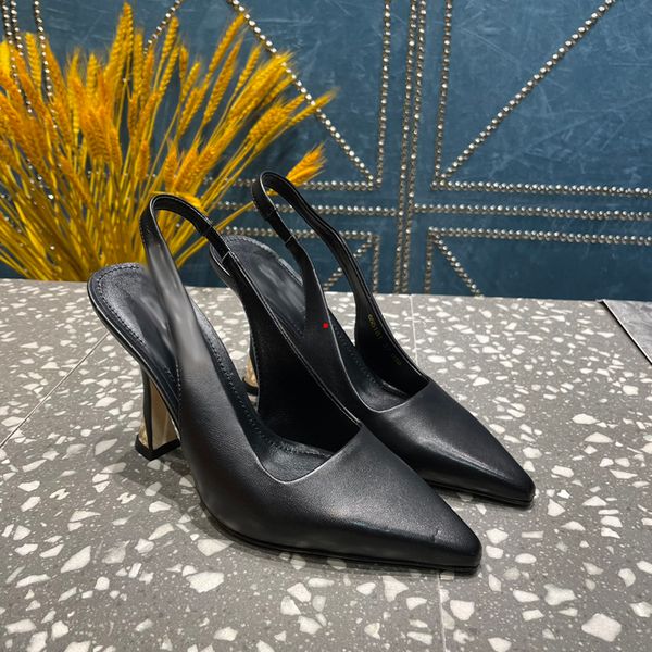 

2023 fashion buckle shoes woman high heels pumps ladies wedding shoes heels shoe metal v tacones pointed toe stilettos black -084