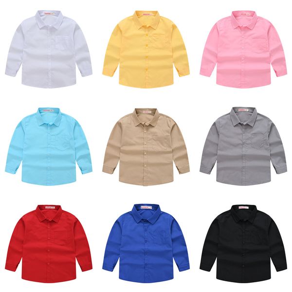

kids shirts spring boys shirts casual solid child shirts big kids school blouse red clothes 5-14yrs children costumes kids boy wear 230403, White;black