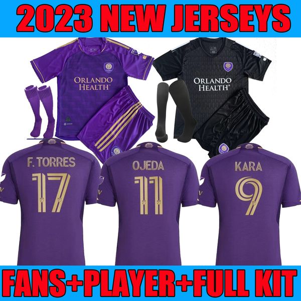 

mls 2023 2024 orlando city home soccer jerseys 23 24 kara pereyra ojeda f.torres football shirt uniforms goalkeeper fans player version men, Black;yellow
