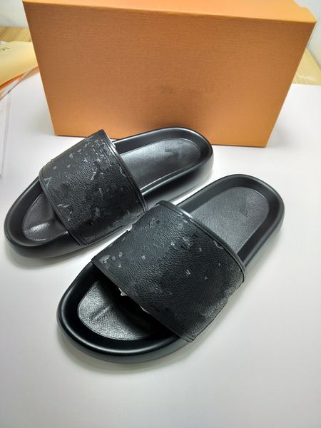 

2023 new style designer slippers fashion women tweed sandals letter flats slip on beach mule embroidery slides lady girls macaron platform w, Black